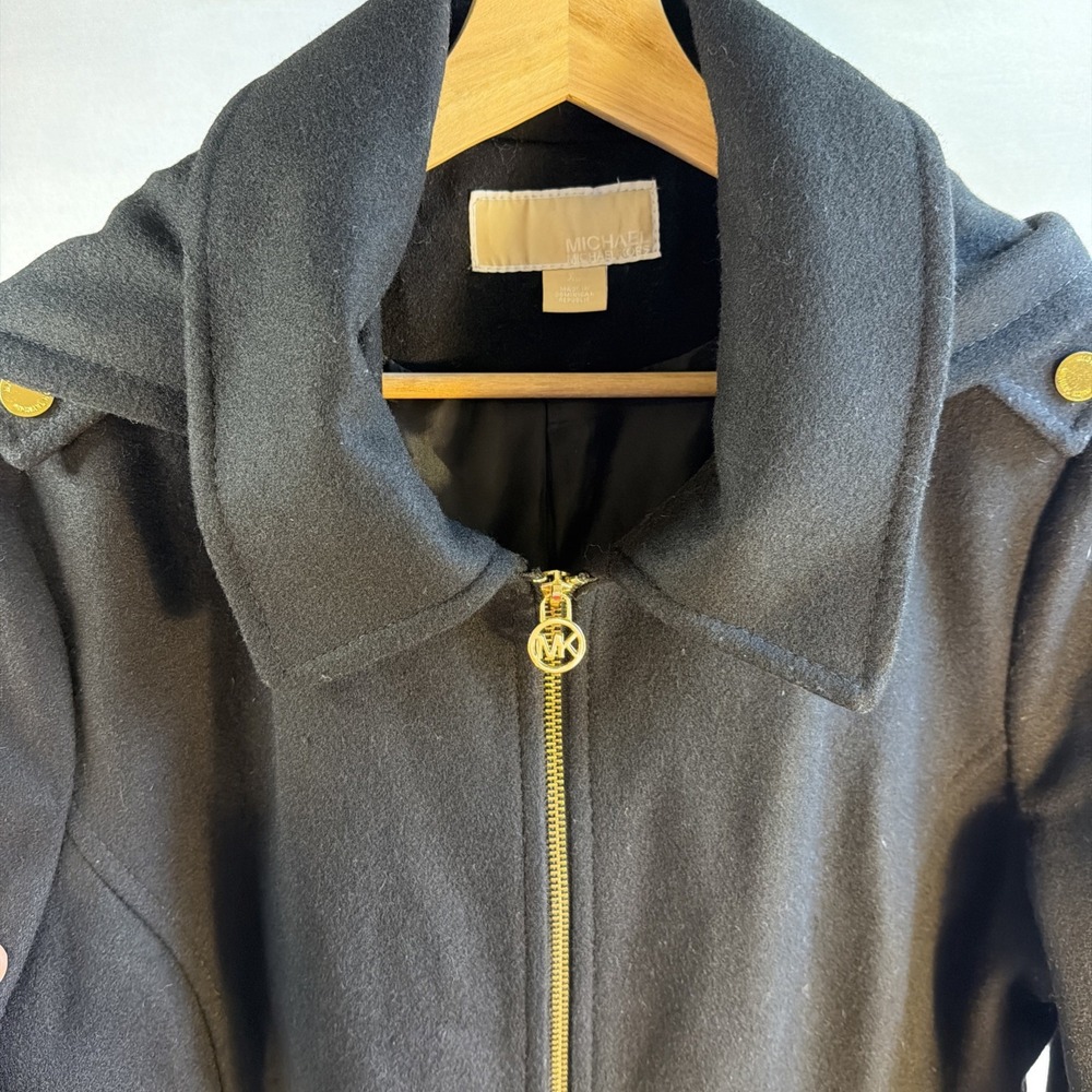 Michael Kors Women's Black Winter Coat Gold Accents Black XL Wool Blend - Picture 7 of 12